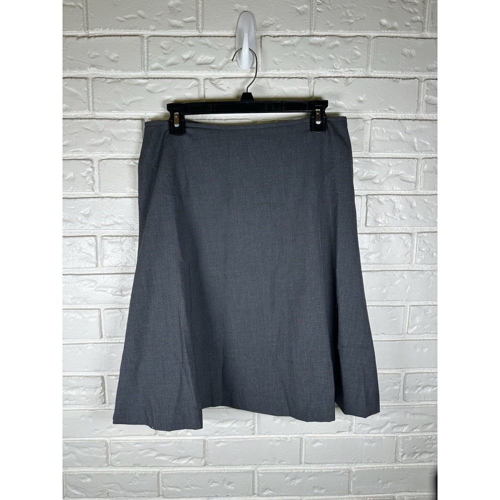Calvin Klein Size 8 Gray Midi Skirt Carrie Bradshaw Corporate Chic
